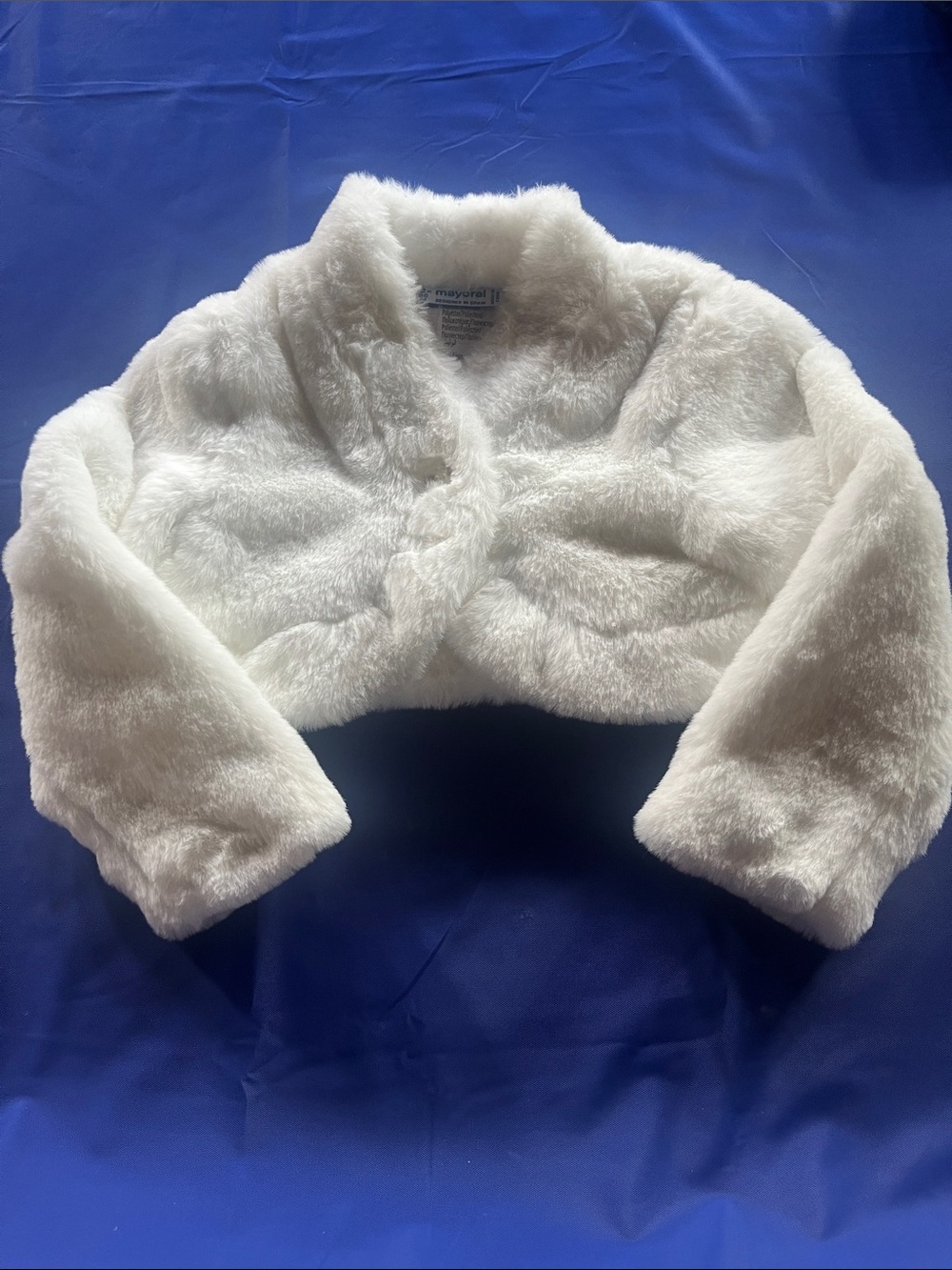 Mayoral White Faux Fur Cropped Bolero Jacket